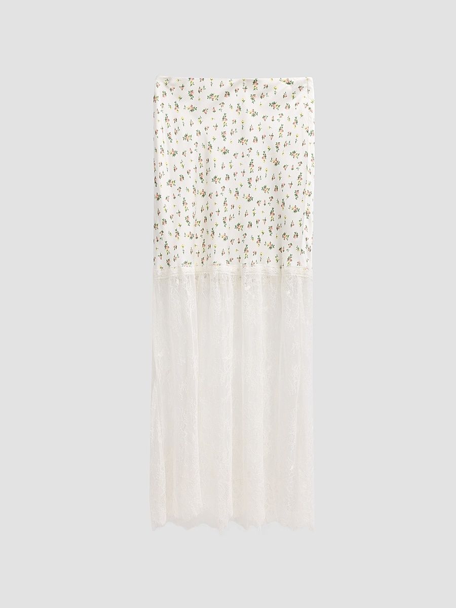 Women's Flo Lace-Trim Midi-Skirt - Fleurette Ditsy - Size XXS