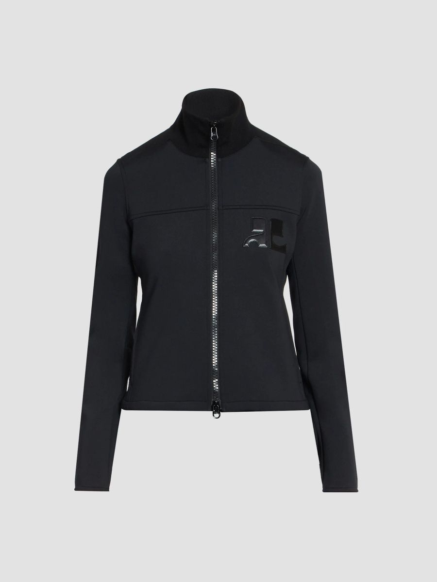 Courreges Women's Technical Jersey Zip-Front Jacket - Black - Size Large