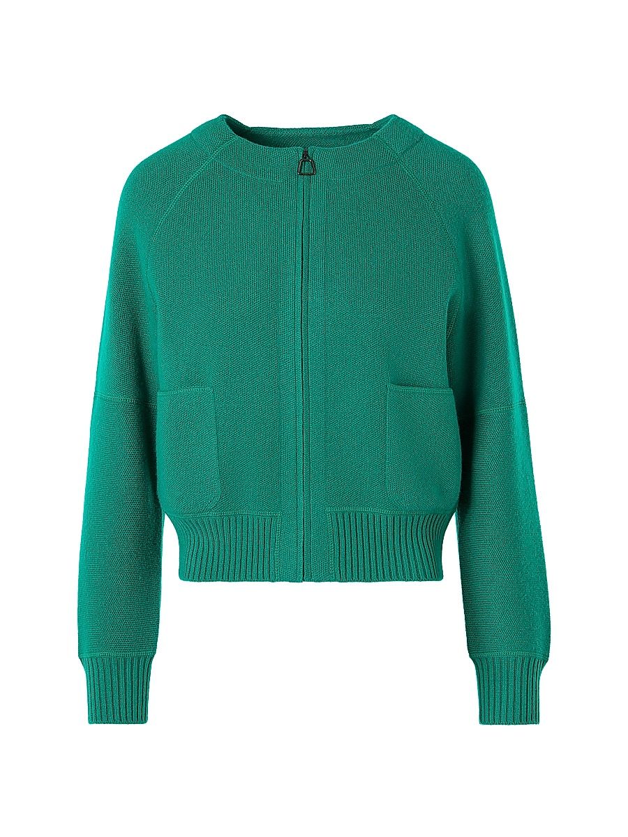 Women's Cashmere Piqué Zip Cardigan - Tourmaline - Size 6
