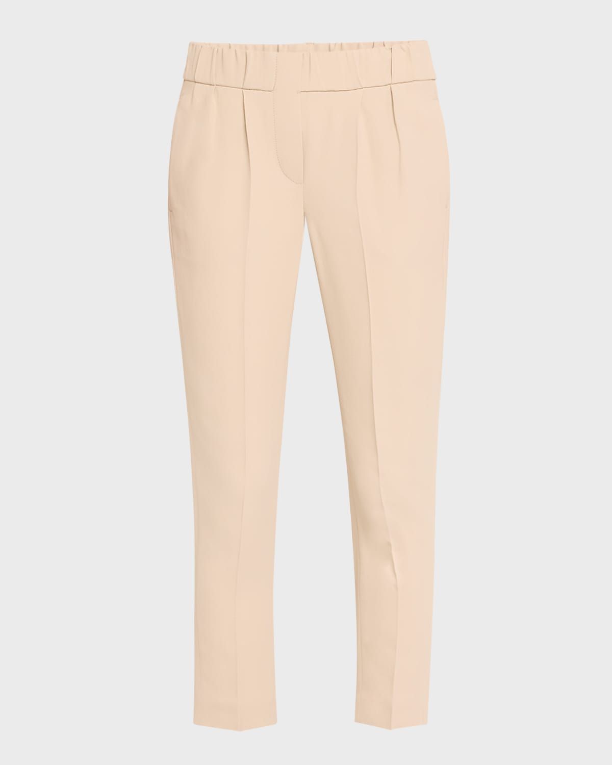Pull-On Silk Crepe Pants