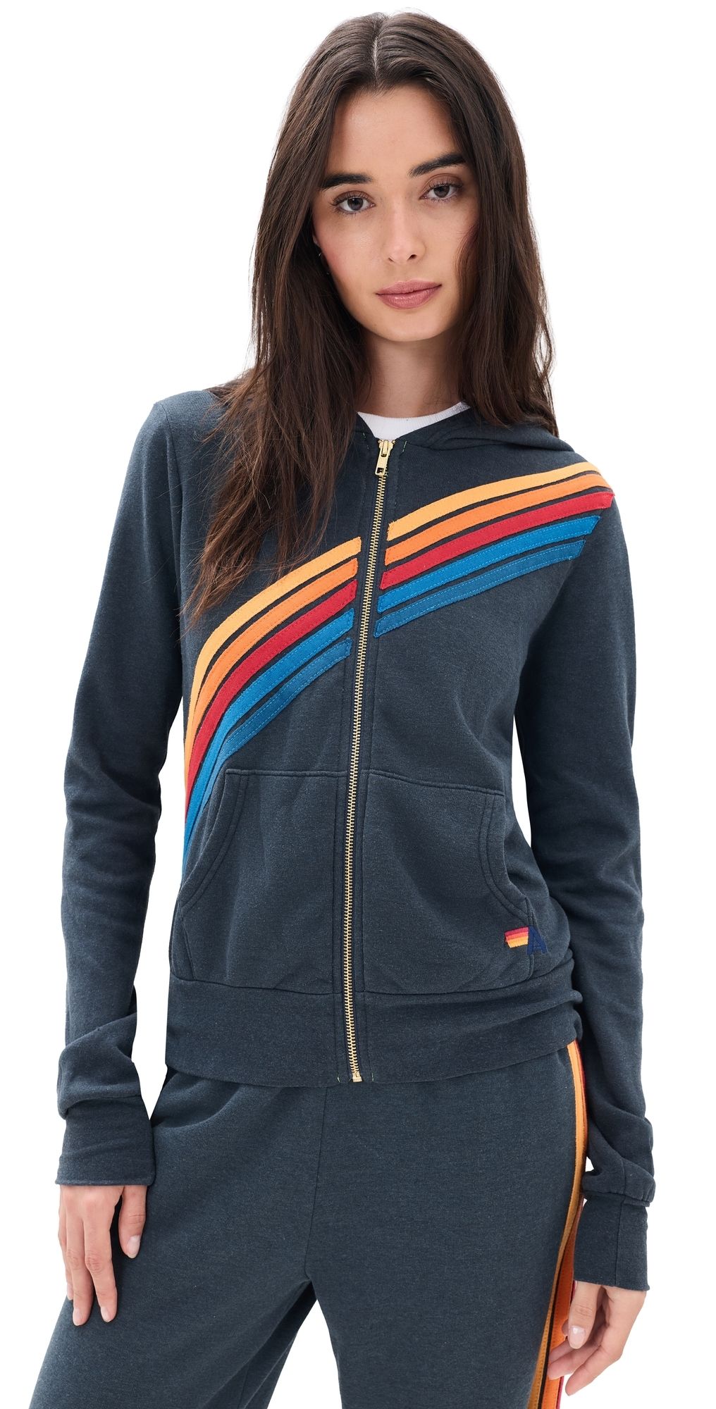 Aviator Nation Disco Zip Hoodie Charcoal L