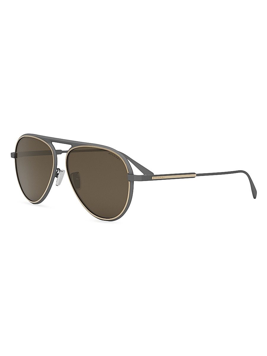 Men's Octo 59MM Pilot Sunglasses - Light Ruthenium Brown