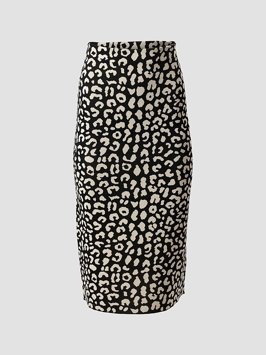 Carolina Herrera Women's Leopard Silk-Blend Knee-Length Pencil Skirt - Black Multi - Size XL