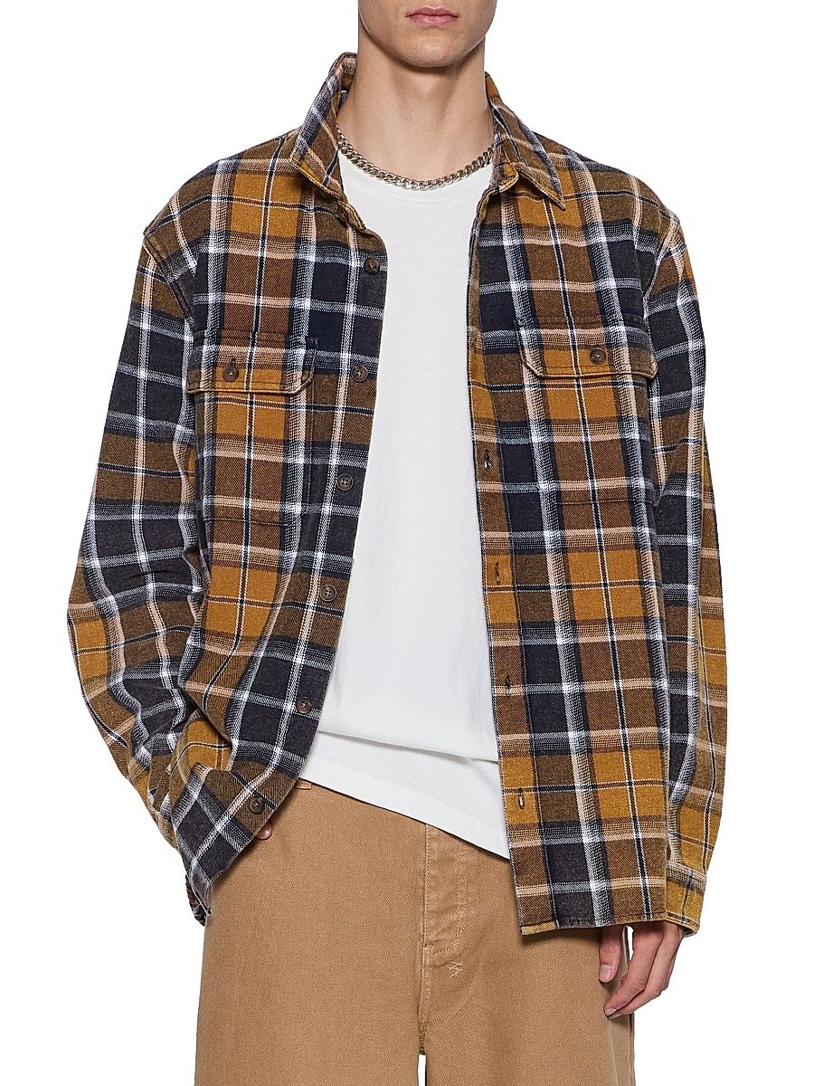 Men's Neo Nostalgia Rosebowl Check Logo Shirt - Navy - Size Large