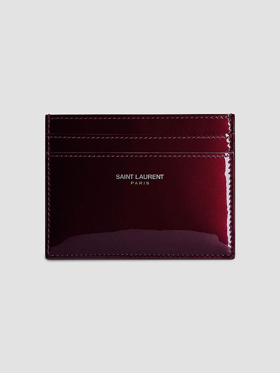 Saint Laurent Men's Card Case in Patent Leather - Bordeaux