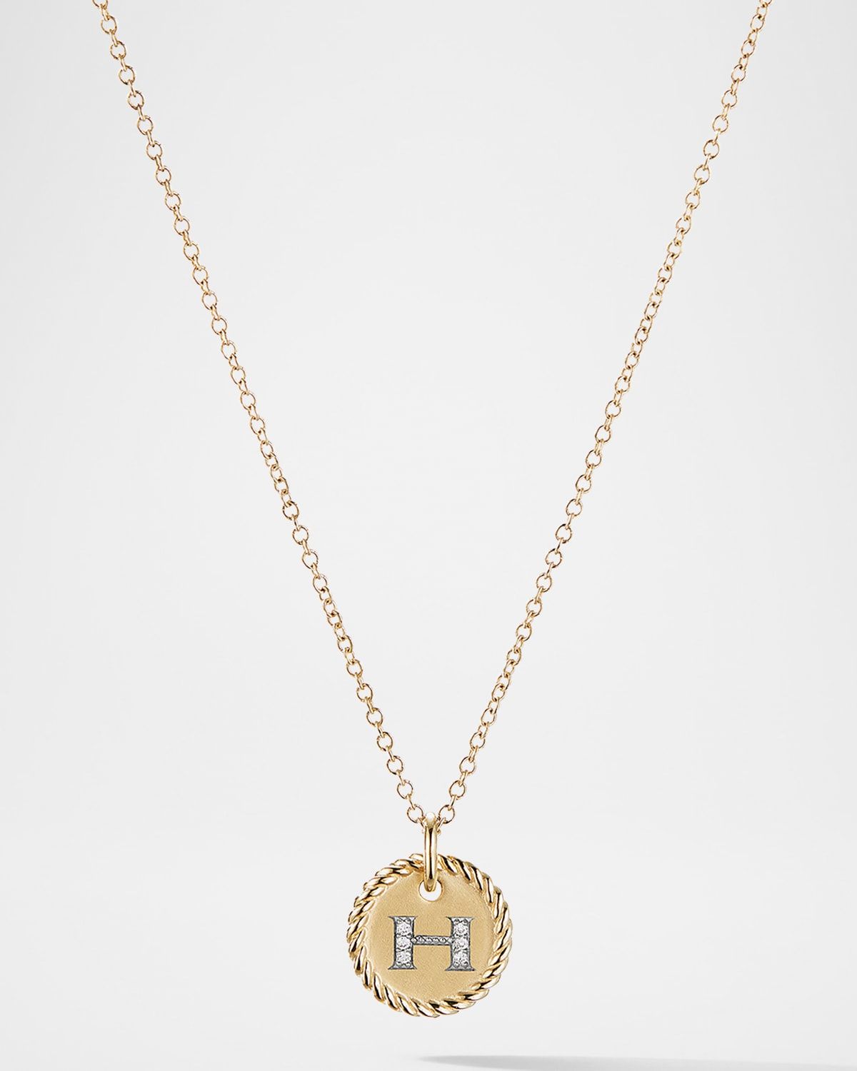 Cable Collectibles Initial Pendant Necklace with Diamonds in 18K Gold, 10mm, 16-18"L