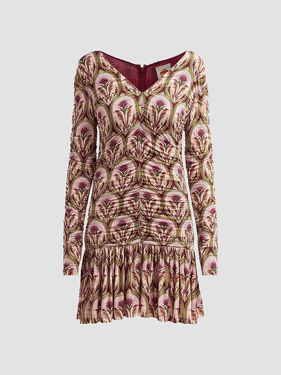 Farm Rio Women's Garden Medal Long-Sleeve Mini Dress - Beige - Size XL