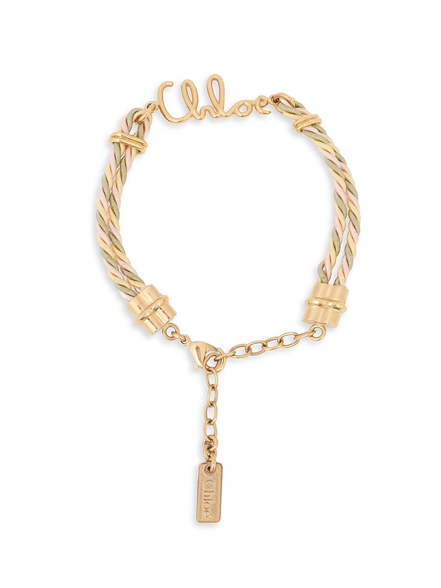 Women's Plage Goldtone Woven Logo Bracelet - Multicolor Beige