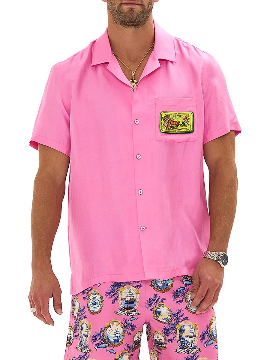 Men's Salty Splendour Silk Short-Sleeve Camp Shirt - Salty Splendour - Size Small