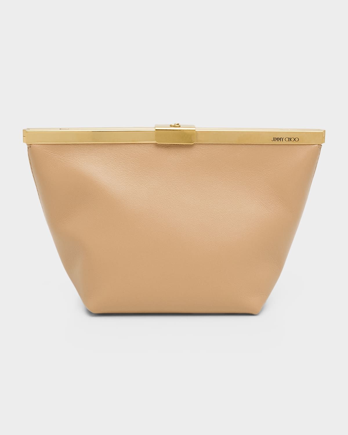 Ganache Bar-Embellished Nappa Leather Clutch Bag