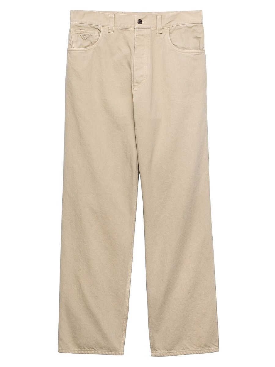Men's Five-Pocket Old Denim Jeans - Beige Khaki - Size 42
