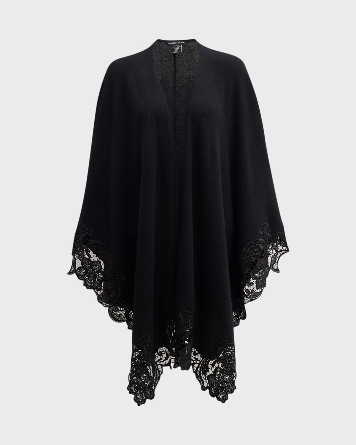 Cashmere Cape With Lace Trim