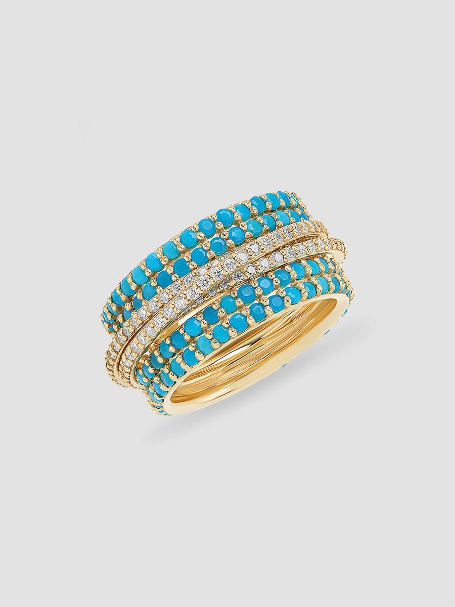 Lana Women's 14K Yellow Gold, Turquoise & 1.17 TCW Diamond Spinner Ring - Yellow Gold - Size 6