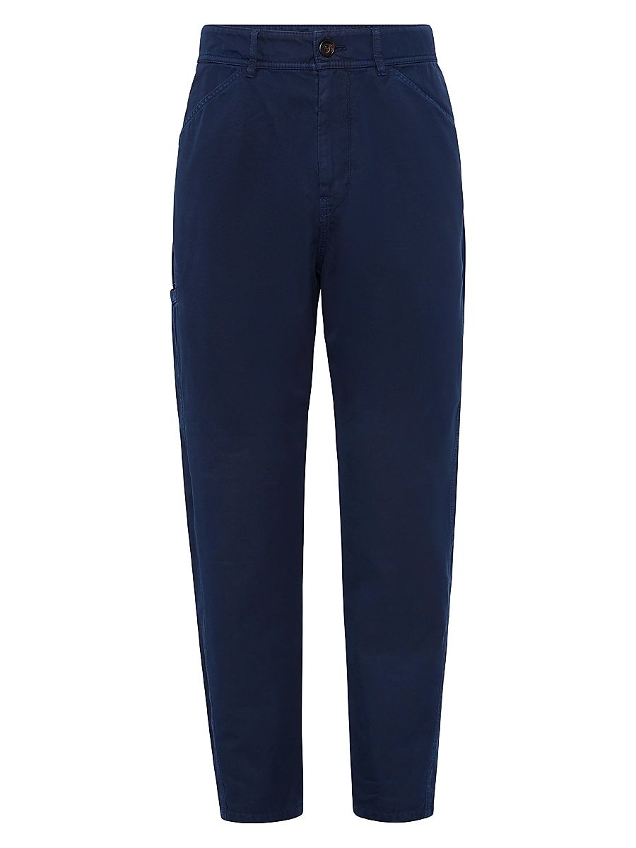 Men's Twisted Cotton Gabardine Ergonomic Trousers - Navy Blue - Size 48