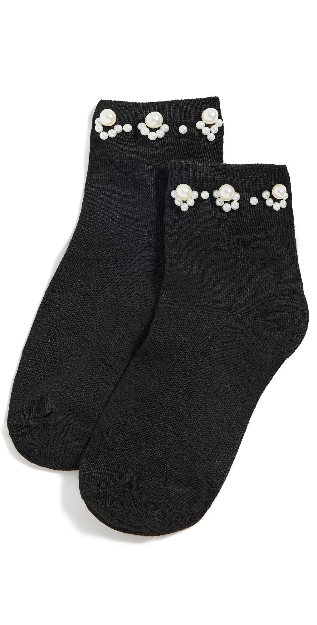 Stems Pearl Embellished Crew Socks Ivory One Size