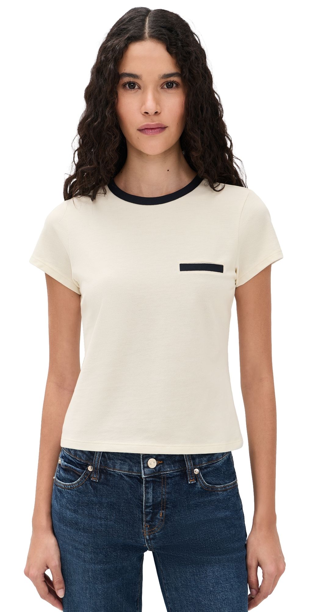 FRAME The Pique Baby Tee Cream Multi S