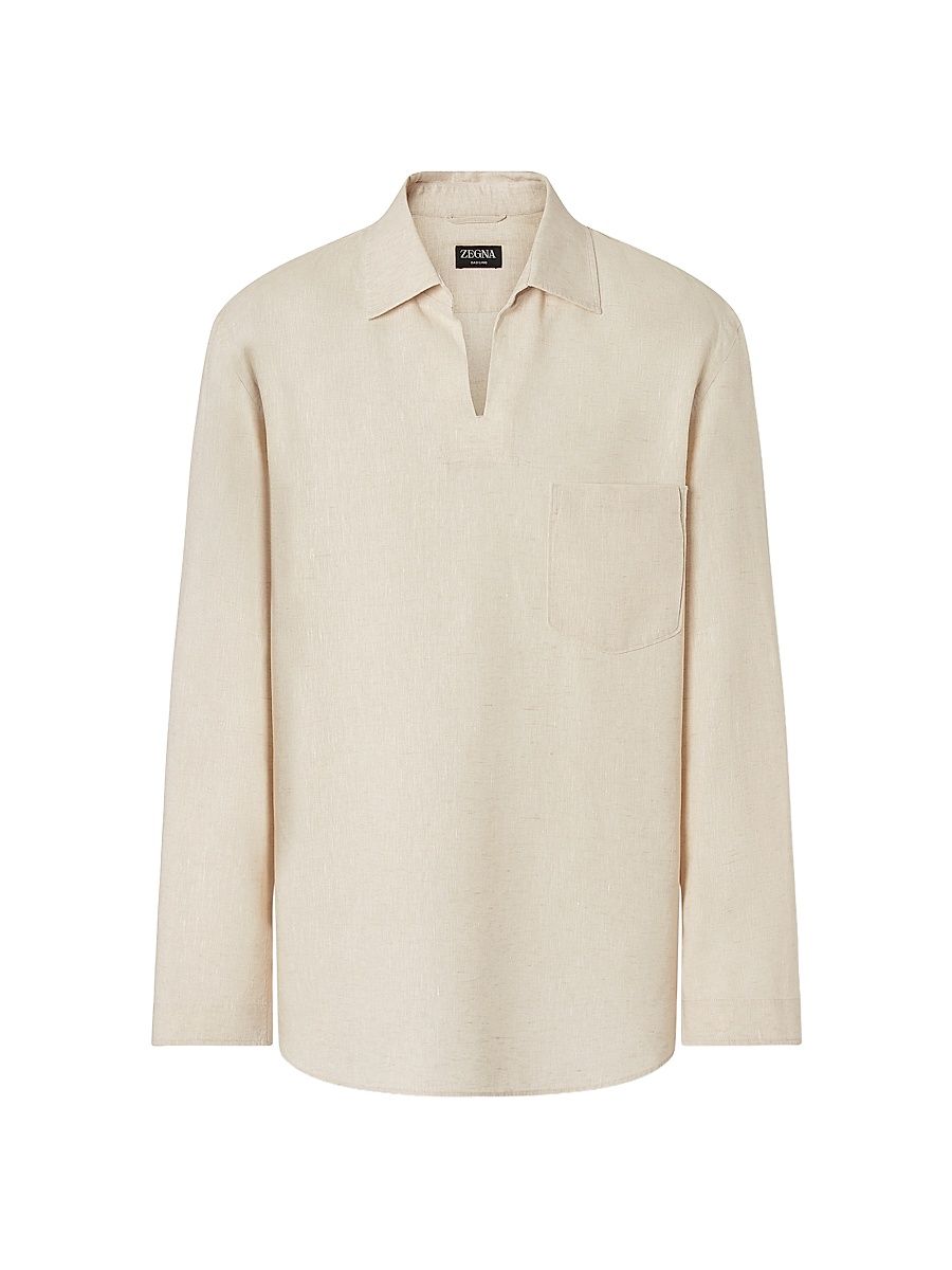 Men's Oasi Lino Polo Shirt - Light Taupe - Size XXL