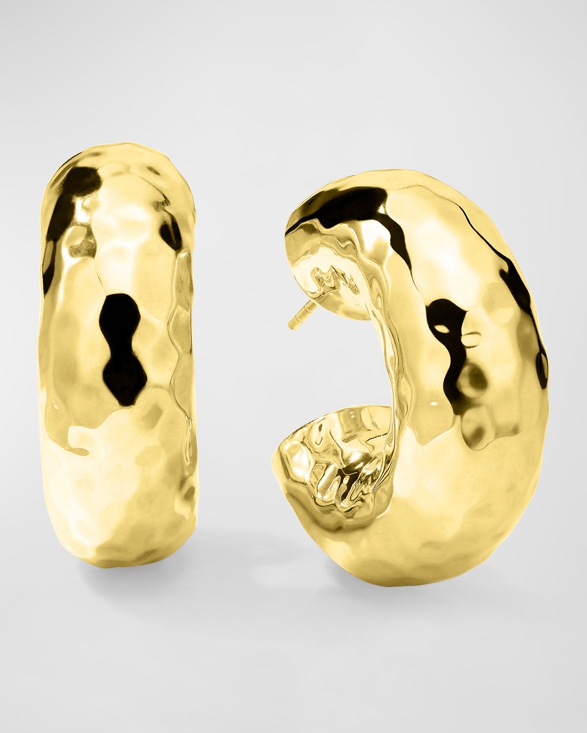 18K E. F. Classico Small Hammered Thick Hoop Earrings