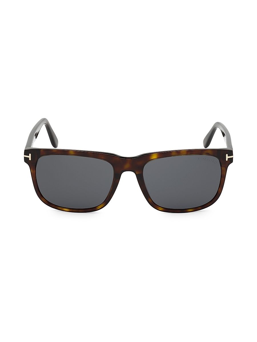 Men's 56MM Plastic Square Sunglasses - Dark Havana