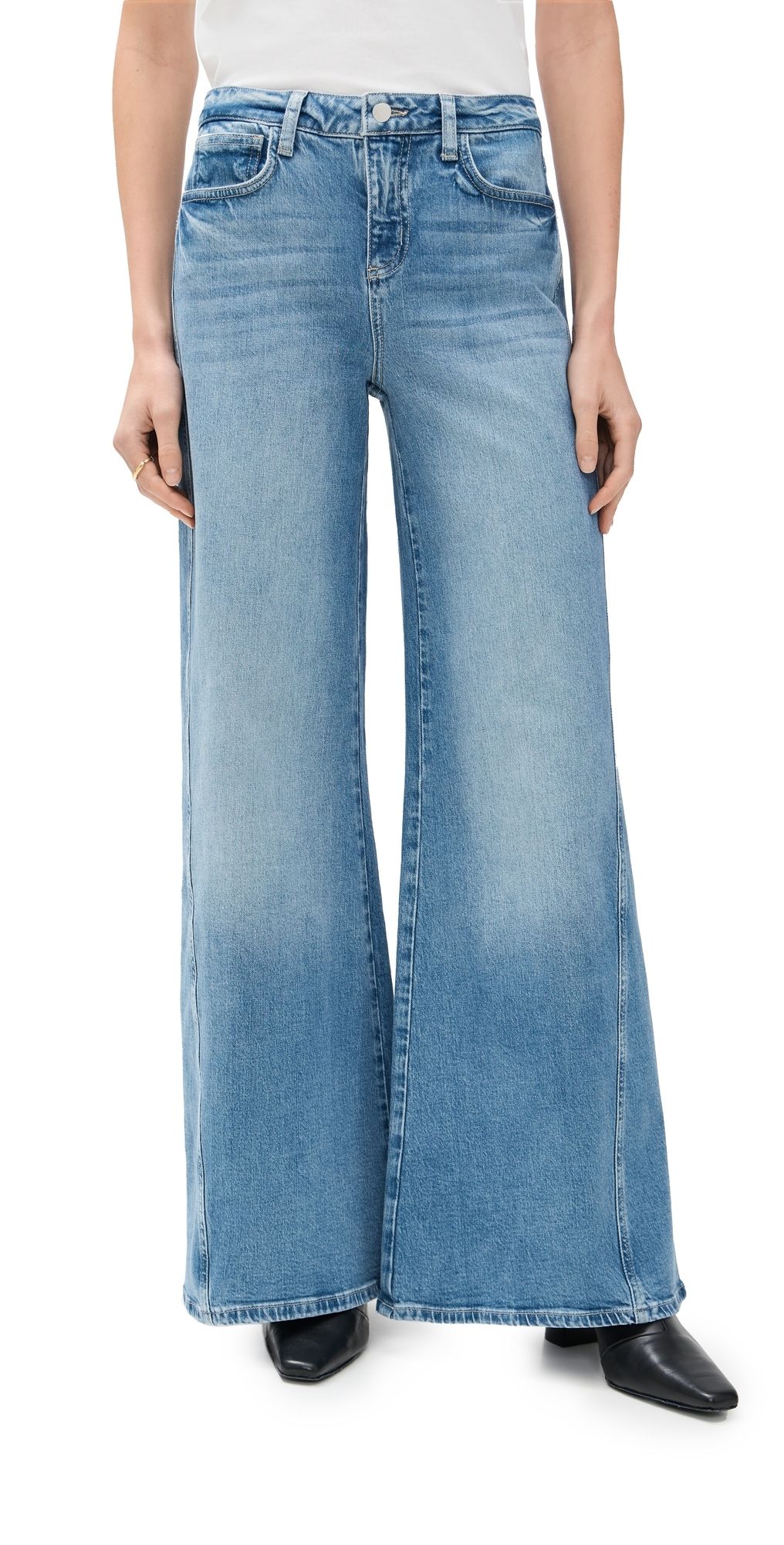 L'AGENCE Beau High Rise T-Seam Wide Leg Jeans Kona 29