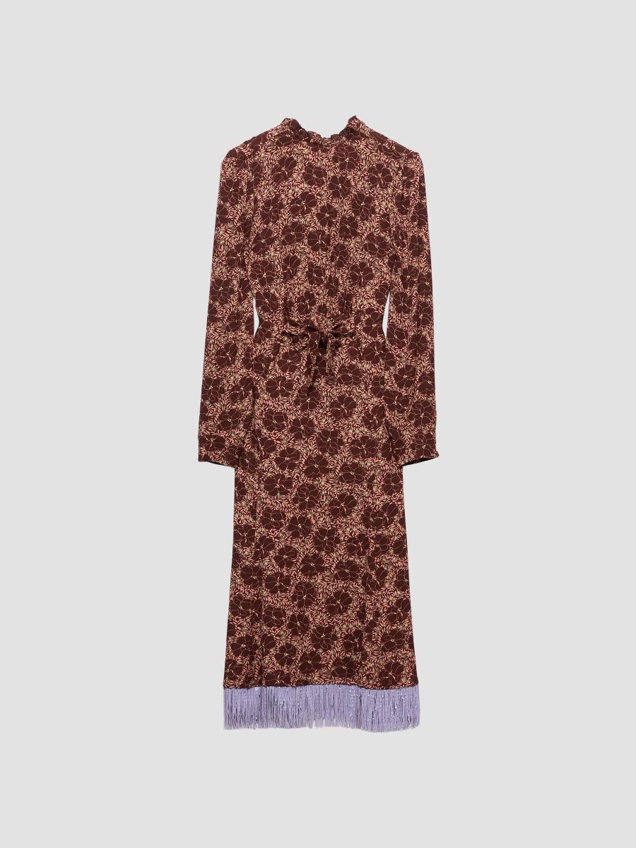 Prada Women's Embroidered Floral Print Sablé Dress - Brown - Size 0