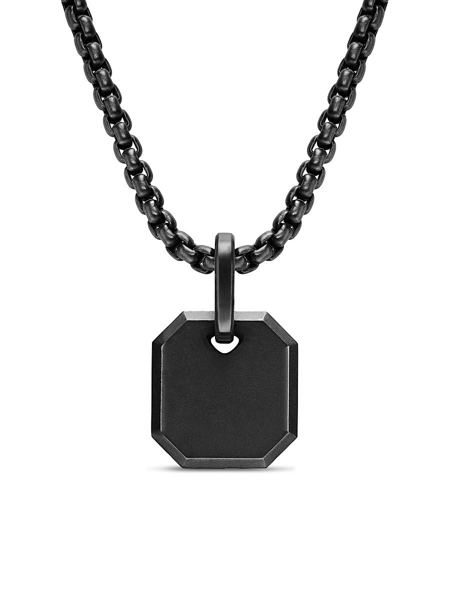 Men's Octagonal Amulet in Black Titanium, 15MM - Black