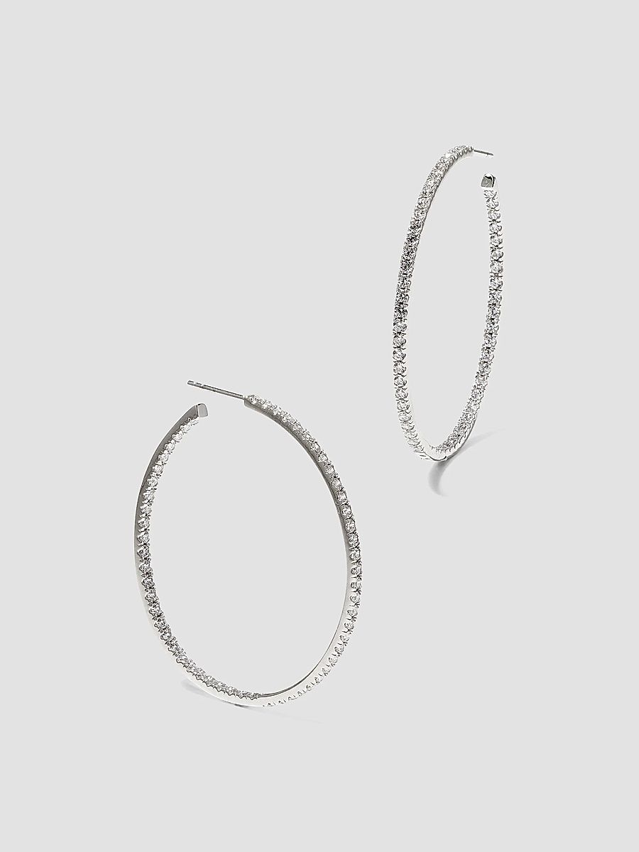 Women's Sterling Silver & 3.40 TCW Lab-Grown Diamond Hoop Earrings - White Gold