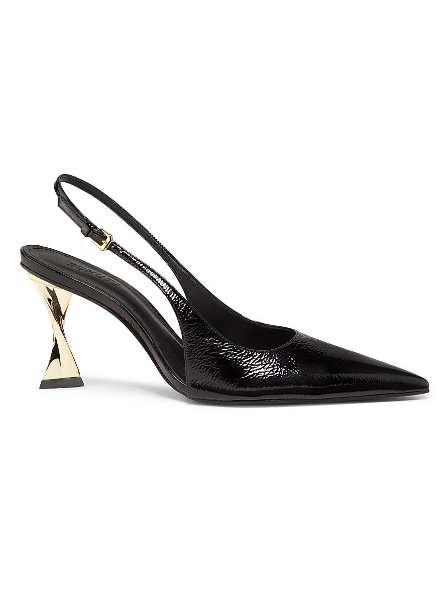 Women's Elisha 90MM Patent Leather Slingback Pumps - Black - Size 10