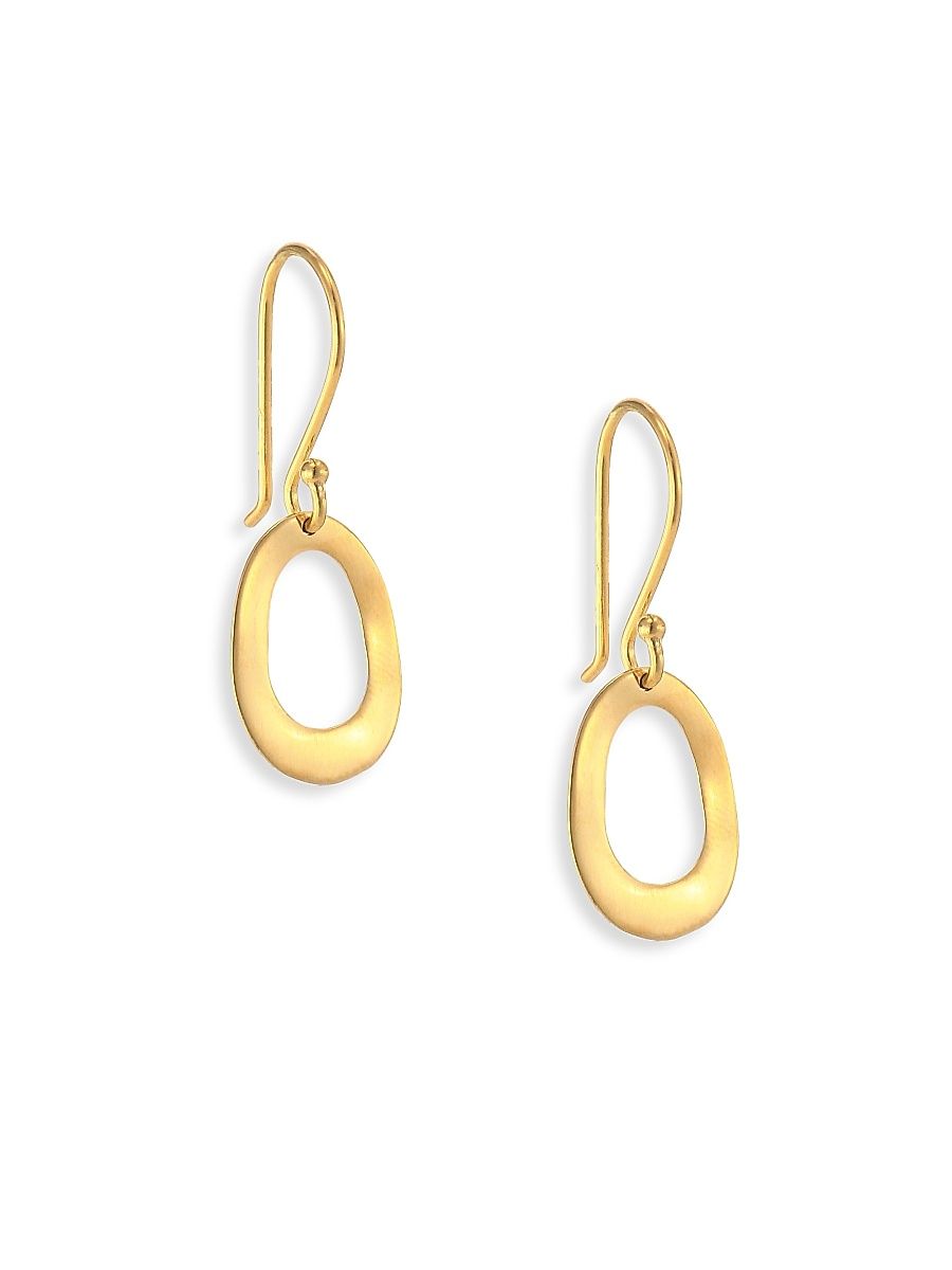 Women's Glamazon Sculptural Metal 18K Yellow Gold Mini Open Oval Drop Earrings - Gold