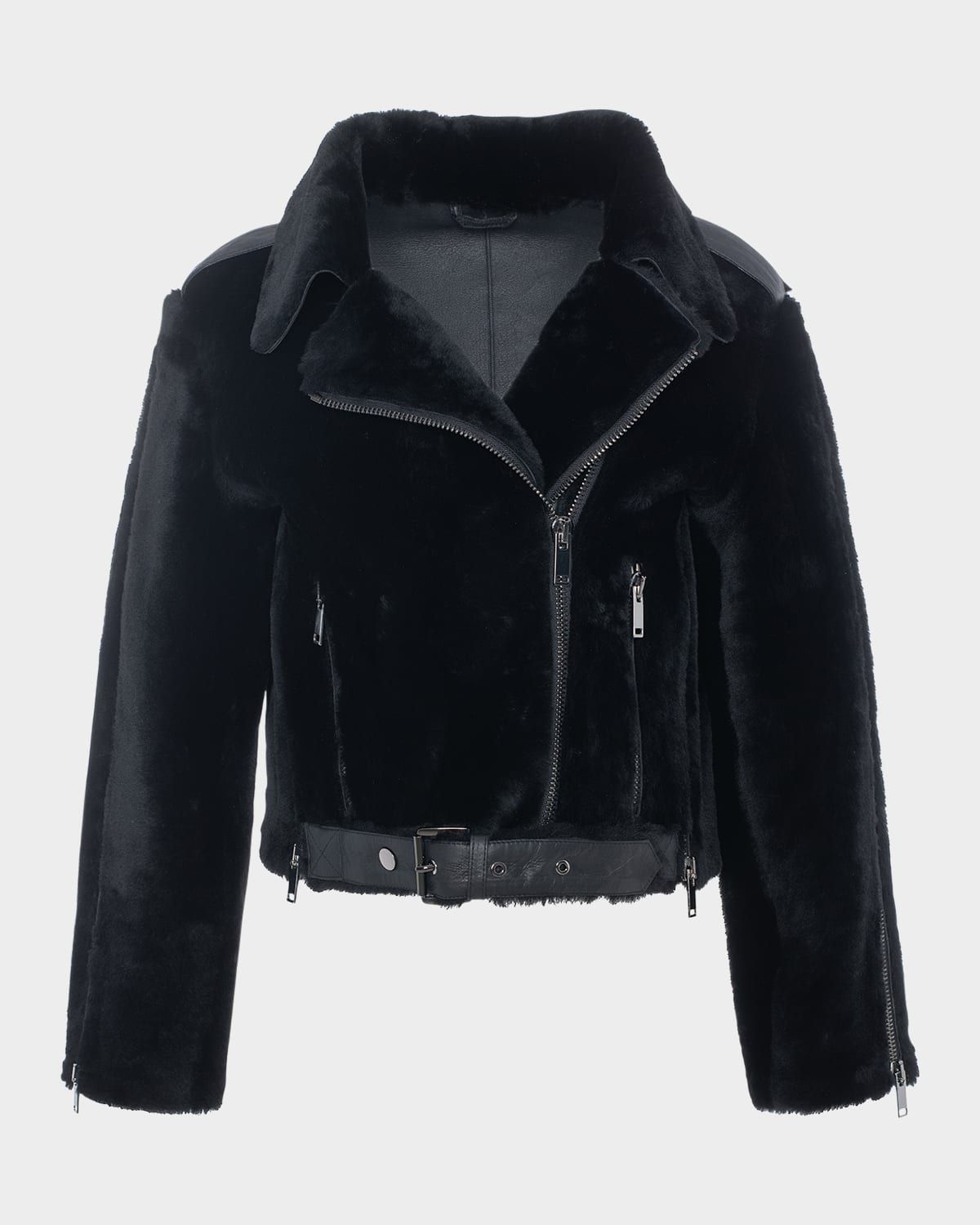 Shearling Lamb And Leather Moto Jacket