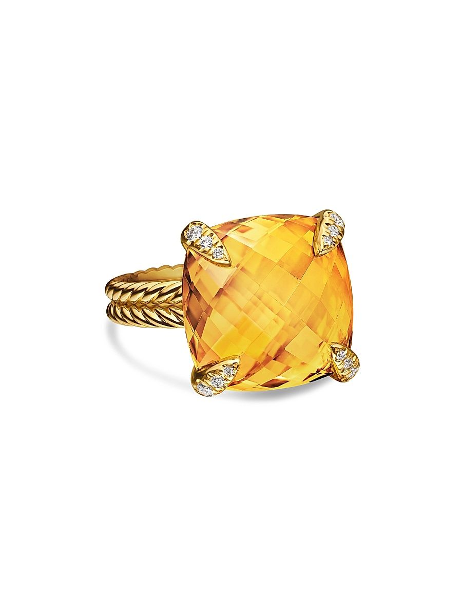 Women's Chatelaine Ring in 18K Yellow Gold - Citrine - Size 6