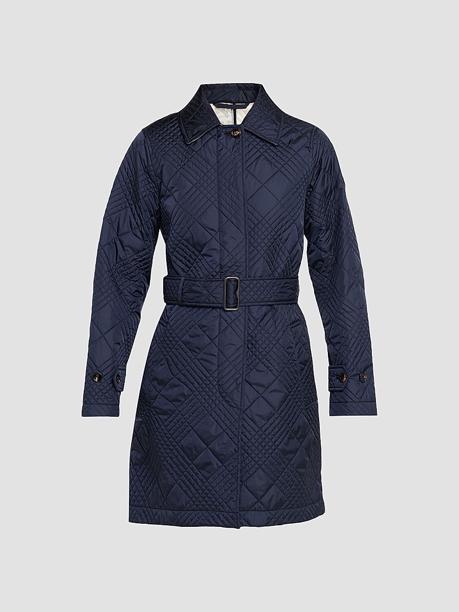 Women's Darliston Quilted Check Trench Coat - Navy - Size XXS