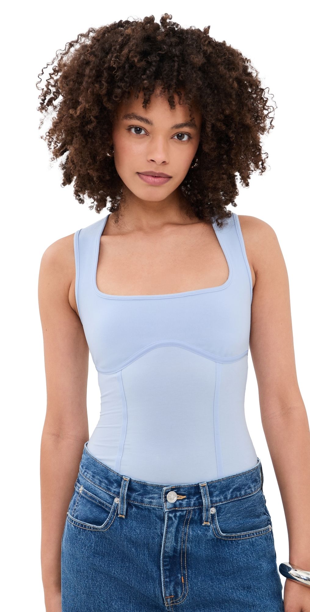 Fleur du Mal Organic Cotton Scoop Neck Bodysuit Ice Queen XL