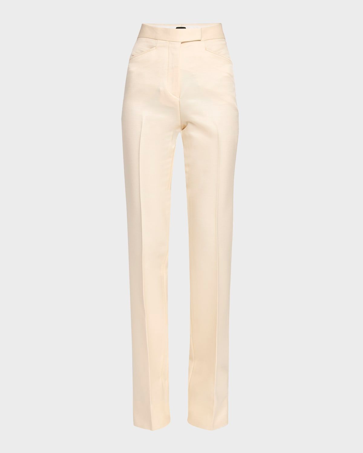 Barathea Silk-Wool Flared Tuxedo Pants