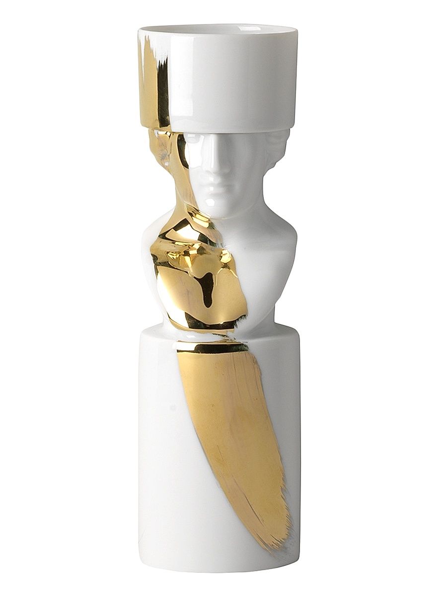 LCDC Letterator Porcelain Candle Holder - Charcoal Gold