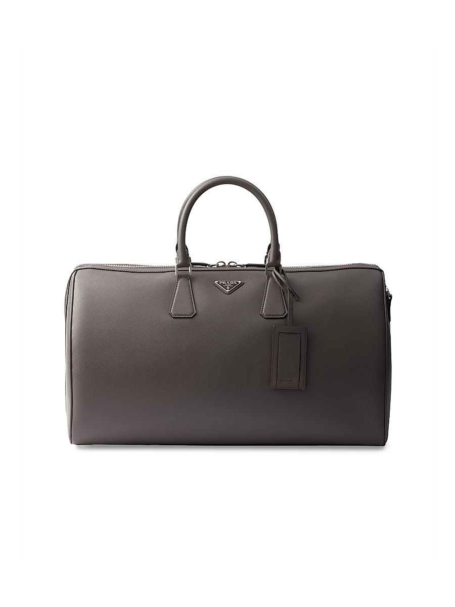 Men's Saffiano Leather Travel Bag - Black
