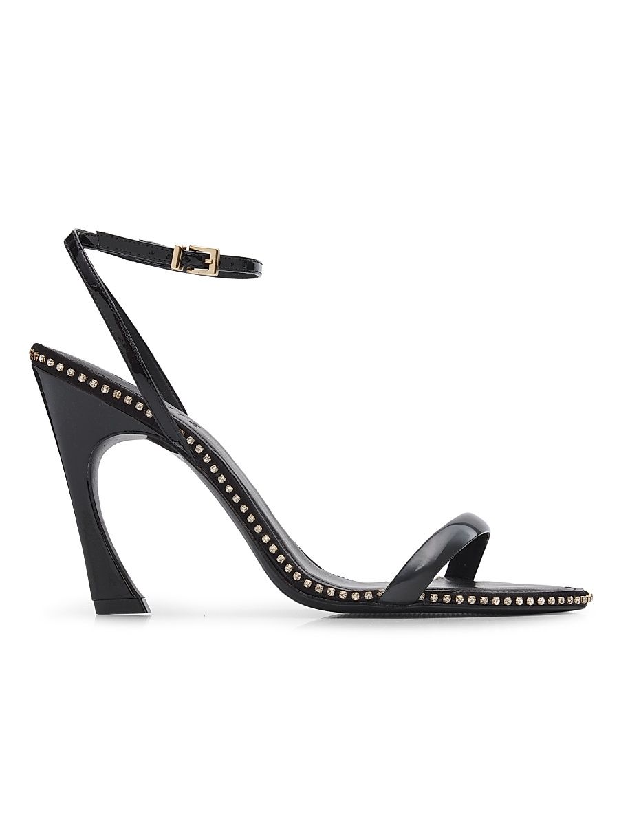 Women's Lexi 100MM Crystal-Trim Patent Leather Sandals - Black - Size 11