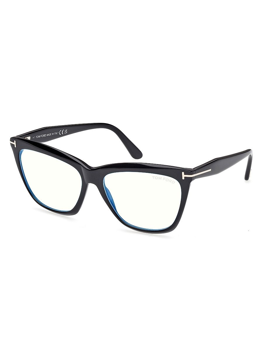 Women's 56MM Blue Block Eyeglasses - Shinyblack
