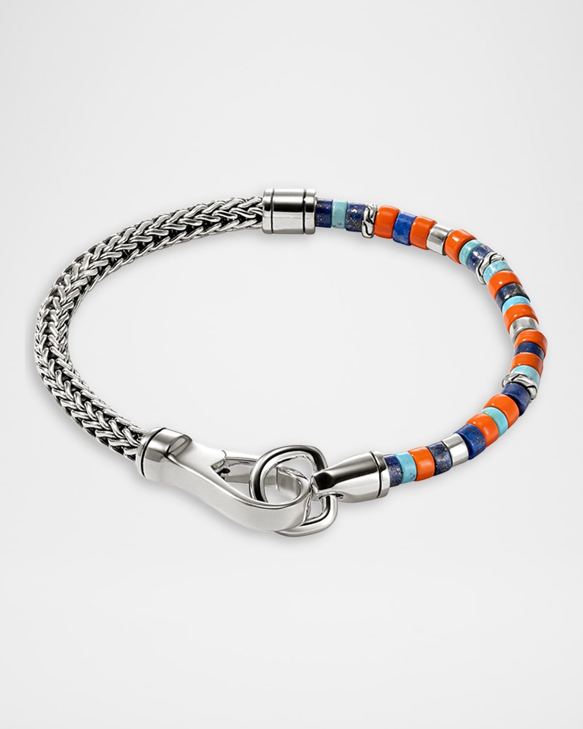 Lapis and Turquoise Heishi Chain Bracelet with Sterling Silver, 4mm