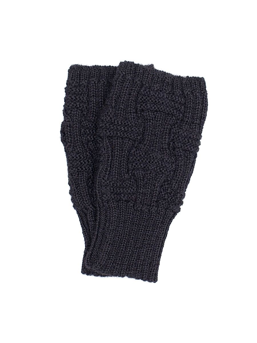 Women's Alpaca Knit Fingerless Gloves - Black