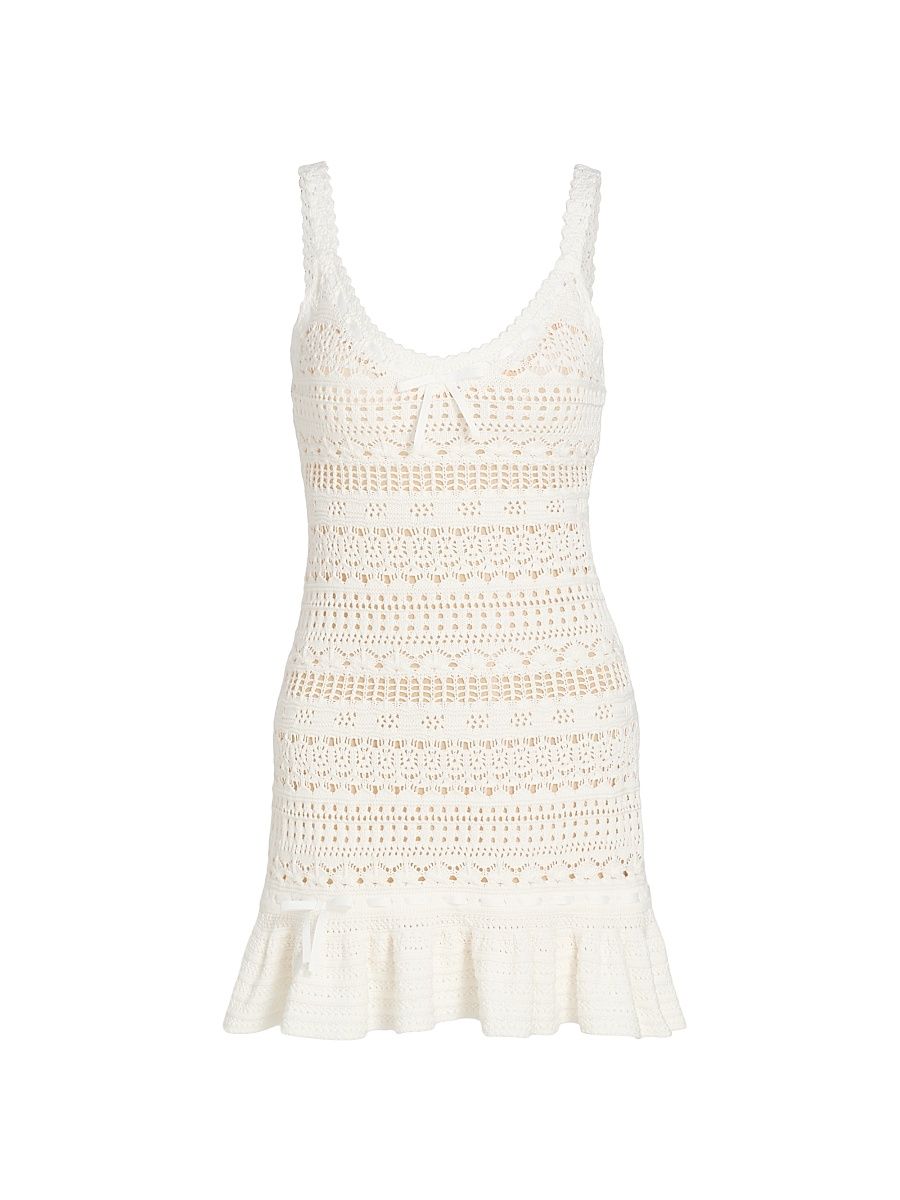Women's Madiya Eyelet Cotton Minidress - Coastal Sand - Size XS
