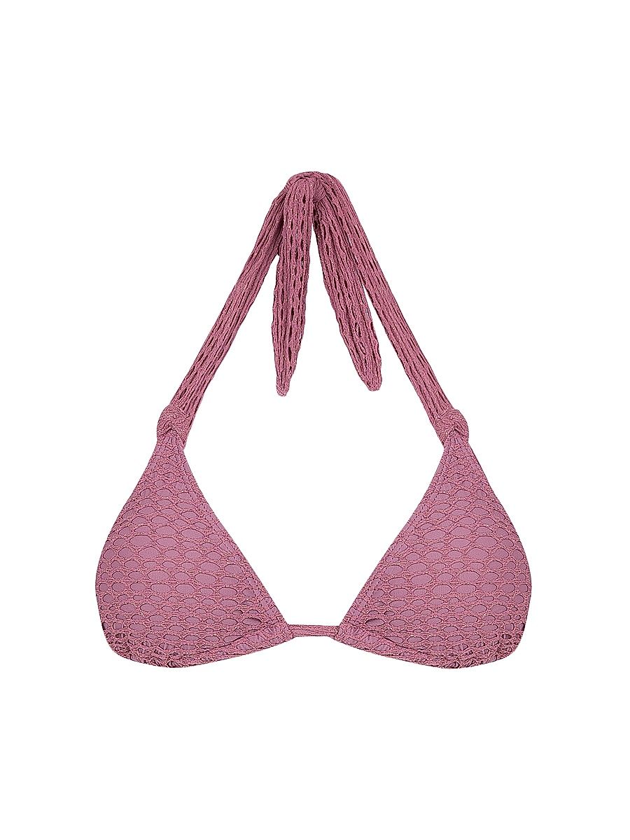 Women's Solid Lee Triangle Bikini Top - Pink - Size Medium