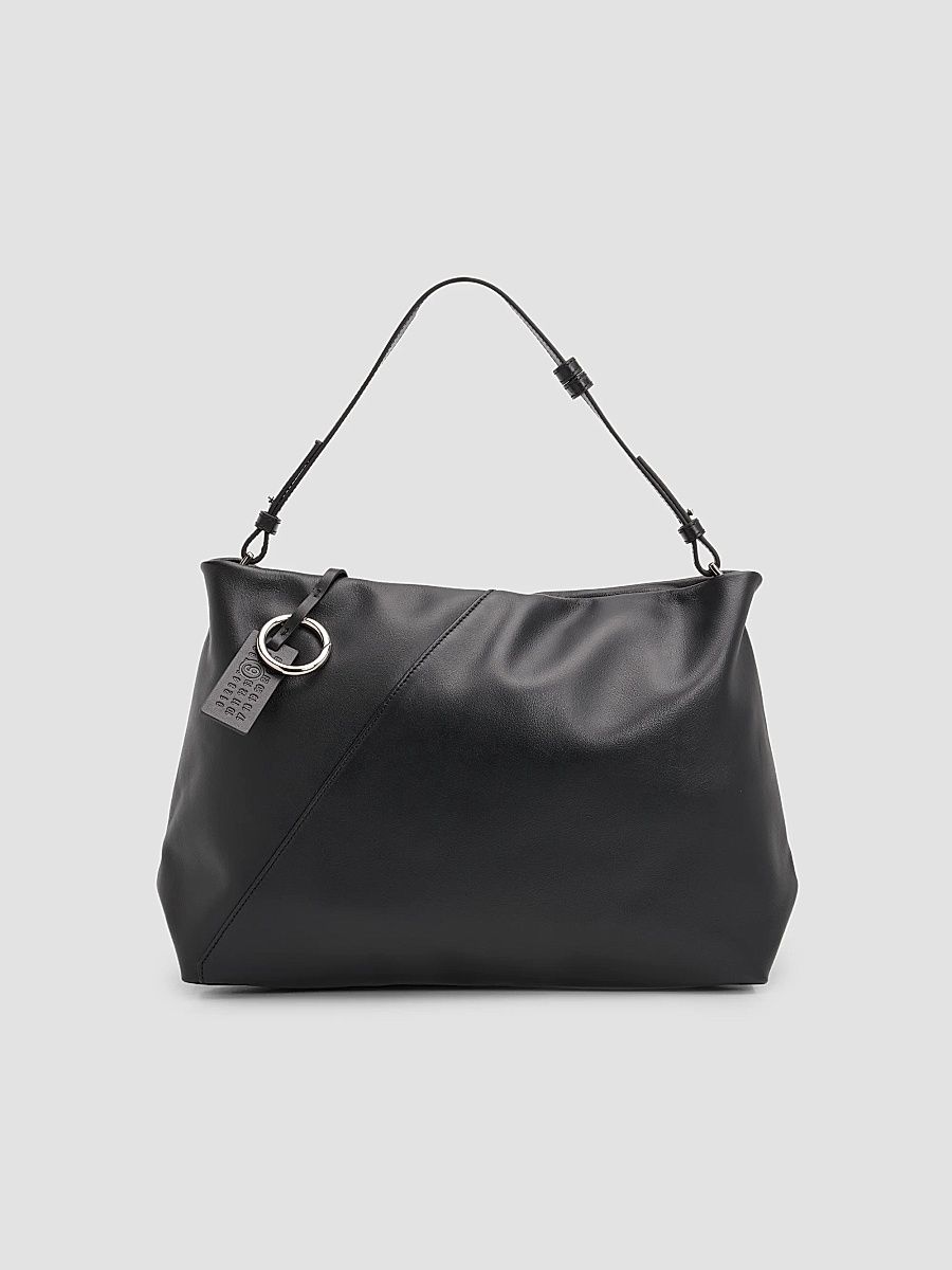MM6 Maison Margiela Women's Folded Leather Pochette Bag - Black