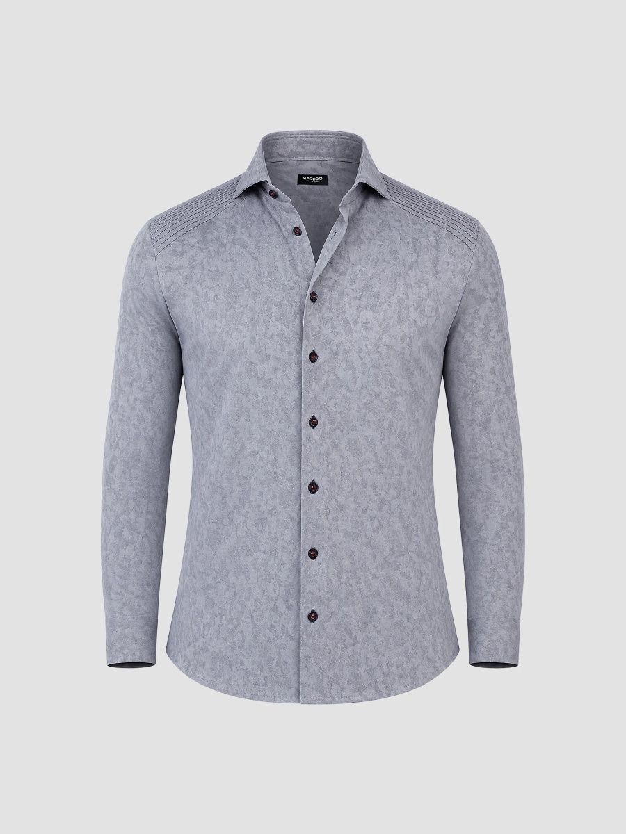 Maceoo Men's General Woven Long Sleeve Shirt - Grey - Size Small