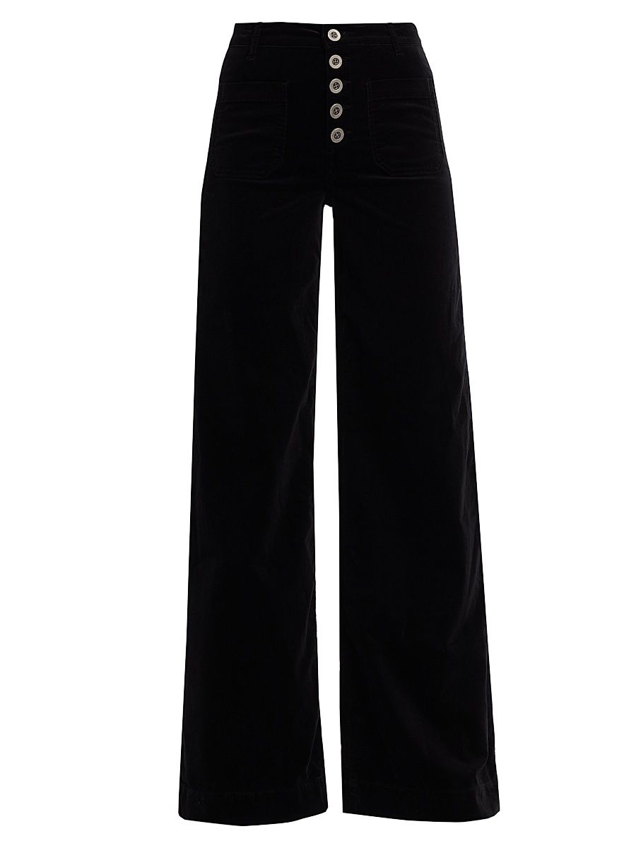 Women's Cindy Velvet Wide-Leg Pants - Black Velvet - Size 31