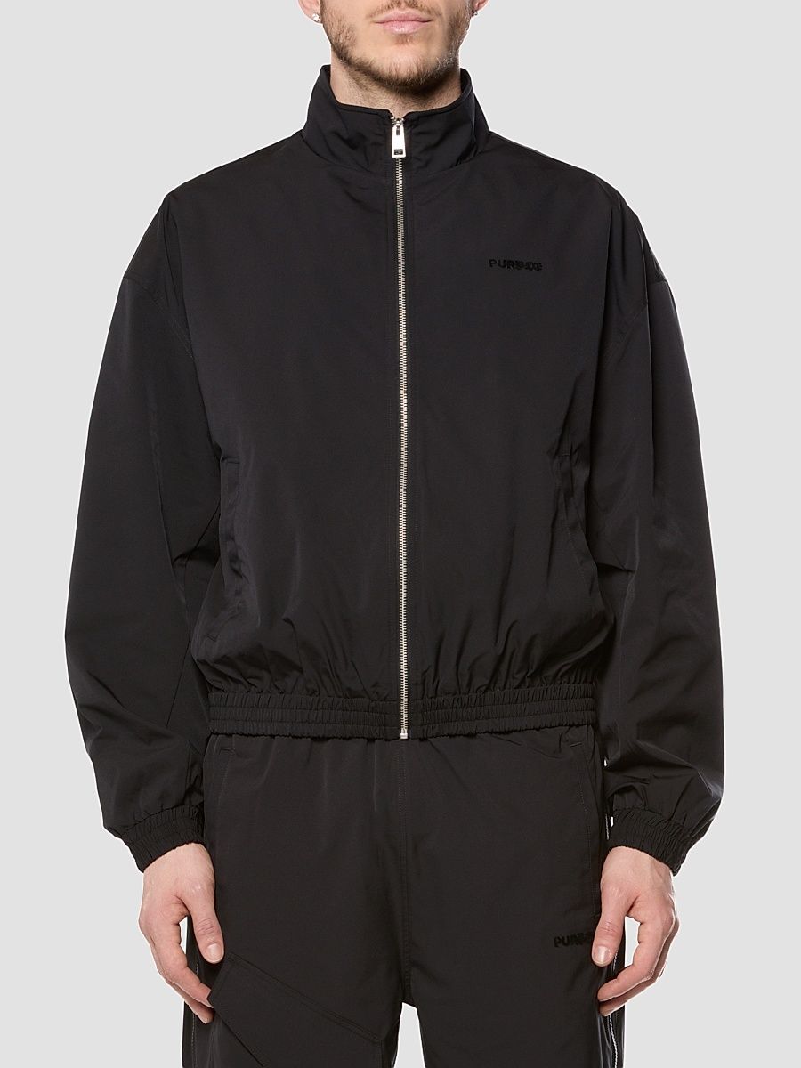 Men's All Around Stand-Collar Zip-Front Jacket - Black - Size XXL