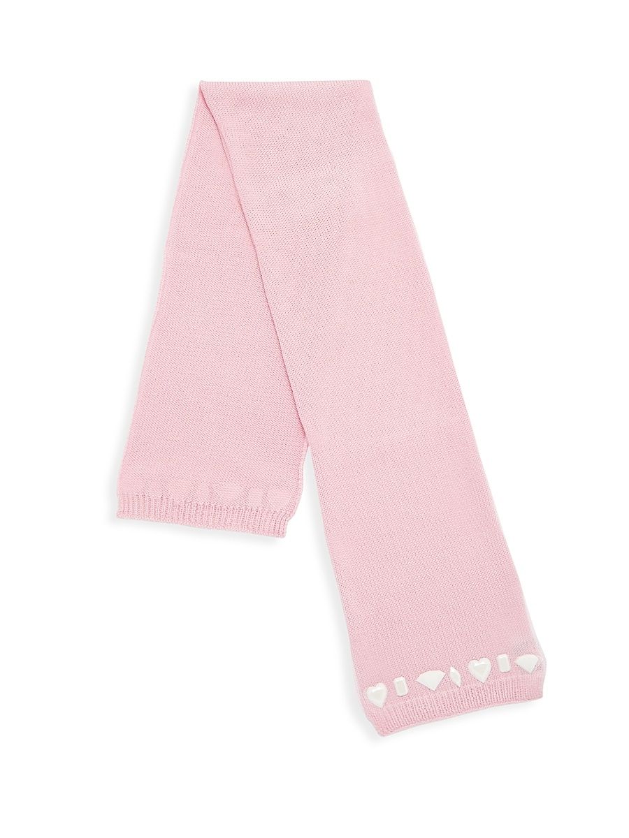Girl's Carolyn Rowan x Stephanie Gottlieb Collection Kid's Cabochon Pearl Edge Merino Scarf - Light Pink