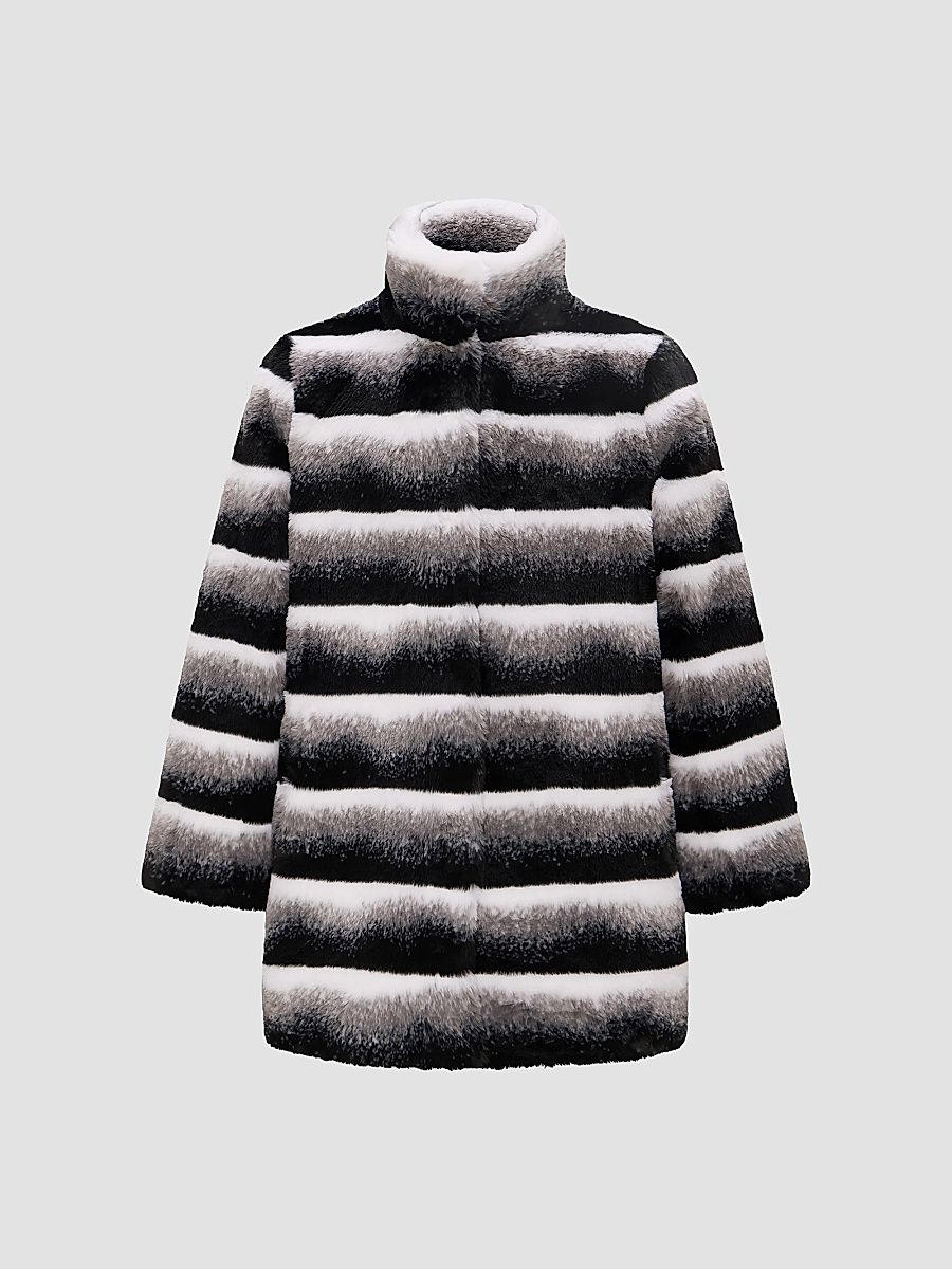 Lyla Grant Women's Faux Fur Chinchilla Reversible Jacket - Grey Chinch Black - Size XL