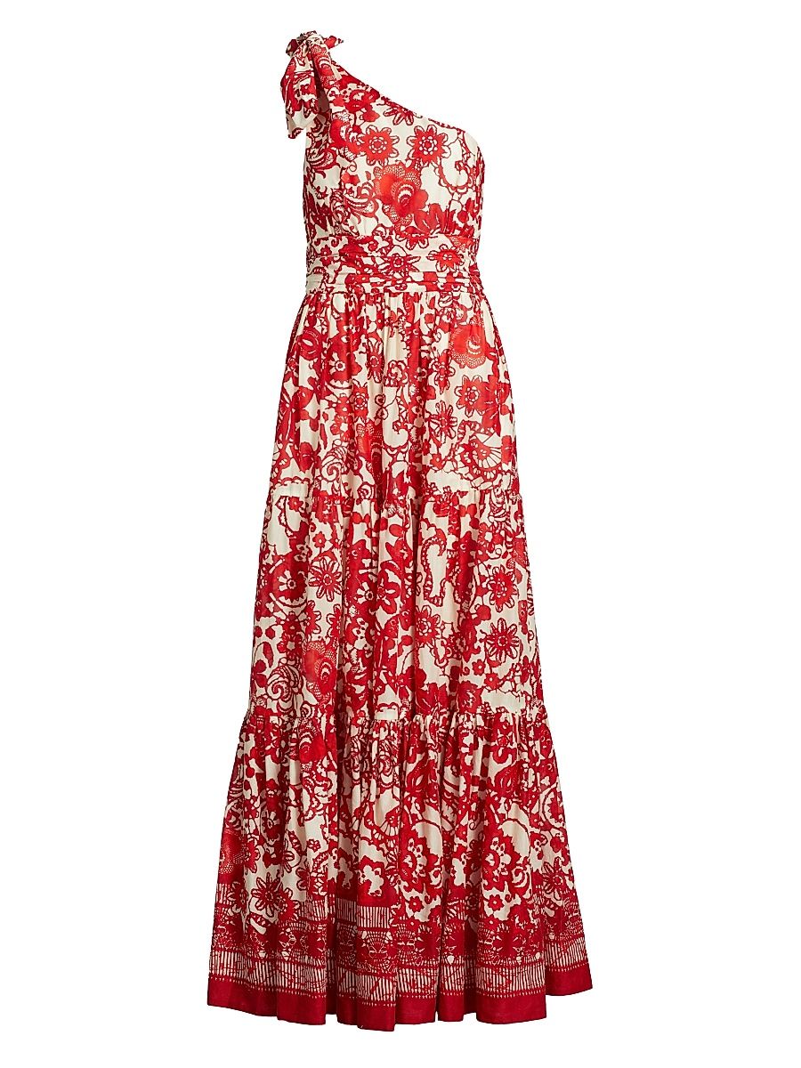 Women's Mattera Floral Cotton Maxi Dress - Dentelle Coral - Size 8