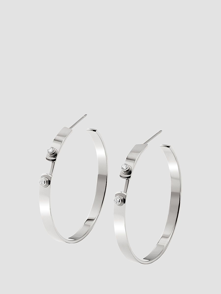 Women's Mood Monday Morning 18K White Gold & 0.12 TCW Diamond Hoop Earrings - White Gold